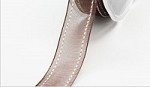 Ruban transparent aux bords couture blanche MARRON